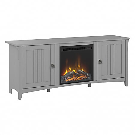 Bush® Furniture Salinas Electric Fireplace TV Stand For 70" TVs, Cape Cod Gray, Standard Delivery