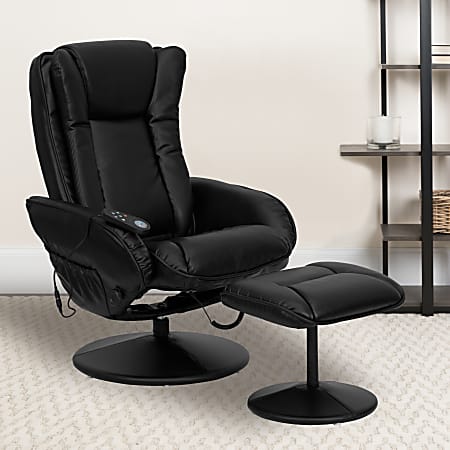 Flash Furniture Multi-Position Heated Massage Recliner With Ottoman, Black