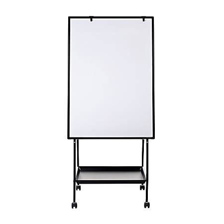 MasterVision® Melamine Creation Station Mobile Non-Magnetic Dry-Erase Whiteboard Easel, 29 1/2" x 74 7/8", Aluminum Frame With Black Finish