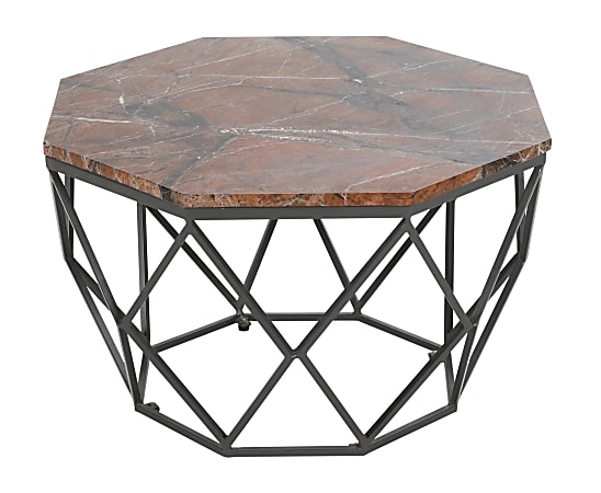 Coast to Coast Octagonal Coffee Table, 19"H x 32"W x 32"D, Black/Multicolor