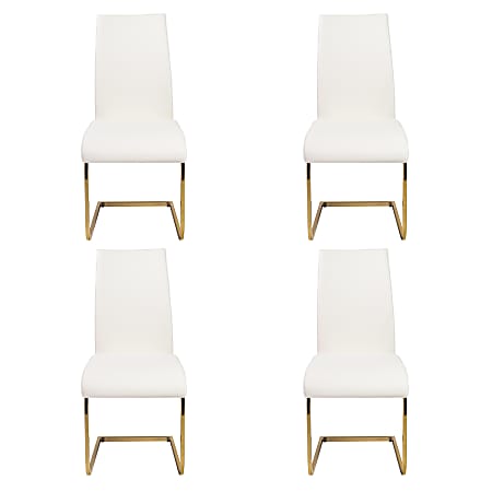 Eurostyle Epifania Dining Chairs, White/Matte Brushed Gold, Set Of 4 Chairs