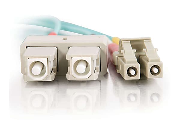 C2G 1m LC-SC 10Gb 50/125 Duplex Multimode OM3 Fiber Cable - Aqua - 3ft - Patch cable - LC multi-mode (M) to SC mult - 33051