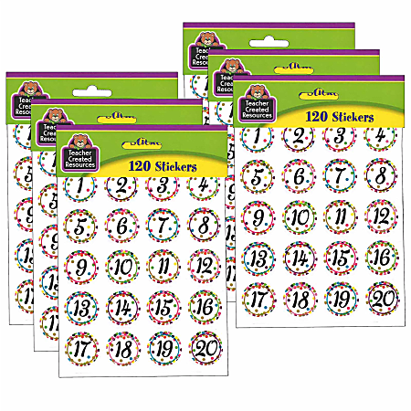 Teacher Created Resources® Stickers, Confetti Numbers, 120