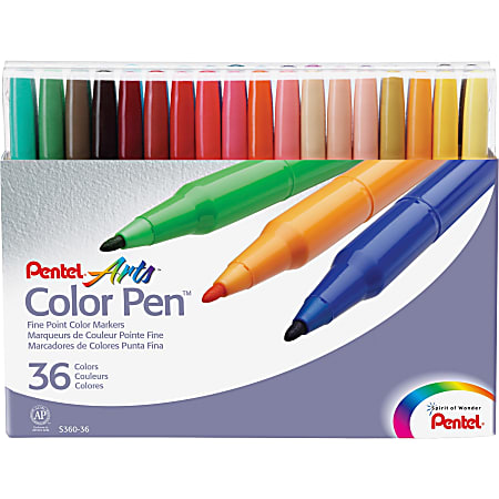 Pentel® Color Pens™ Set, Assorted Colors, Set Of 36