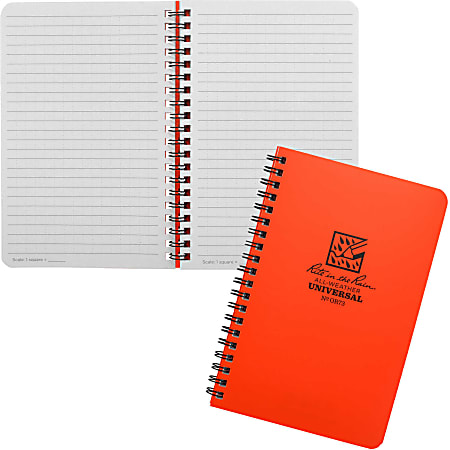 Rite in the Rain All-Weather Spiral Notebooks, Side, 4-5/8" x 7", 64 Pages (32 Sheets), Orange, Pack Of 6 Notebooks
