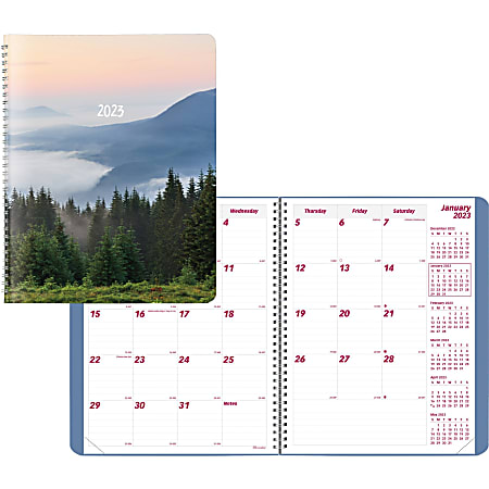 Brownline Mountain Monthly 2023 Planner - Monthly - 14 Month - December 2023 - January 2025 - Twin Wire - Nature's Hues - 11" Height x 8.5" Width - Ruled Daily Block, Reminder Section, Notes Area, Six Month Reference - 1 Each