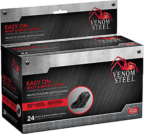 Medline Venom Steel Boot & Shoe Covers, Black, Pack Of 24 Covers