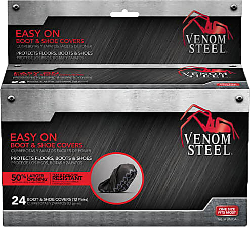 24 Venom Steel Boot & Shoe Covers 1 Size Fits Most Tear & Puncture Resistant NEW 