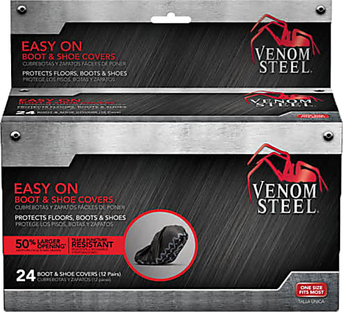 Medline Venom Steel Boot Shoe Covers Black Pack Of 24 Covers