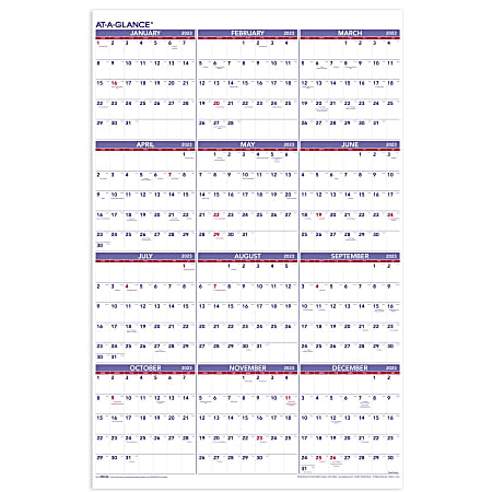 AT A GLANCE Yearly 2023 RY Wall Calendar Extra Large 24 x 36 - Office Depot