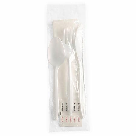 Genuine Joe Fork/Knife/Spoon Utensil Kit - 250/Carton - White Genuine Joe Fork/Knife/Spoon Utensil Kit - 250/Carton - White