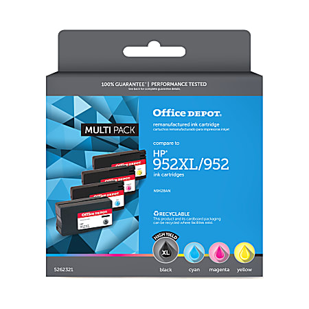 Office Depot® Brand Remanufactured High-Yield Black And Cyan, Magenta, Yellow Ink Cartridge Replacement For HP 952XL, 952, Pack Of 4