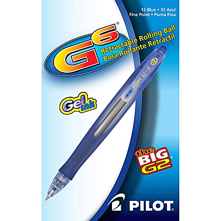 G6 Gel Pen, Retractable, Fine 0.7 mm, Blue Ink, Blue Barrel G6 Gel Pen, Retractable, Fine 0.7 mm, Blue Ink, Blue Barrel