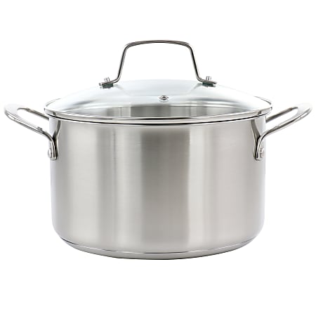 Martha Stewart Everday Midvale 5-Quart Stainless Steel Dutch Oven With Lid, Silver