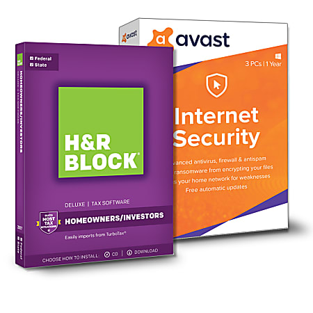 H&R Block® Tax Cut Deluxe + State 2017, (Free Avast Internet Security 3-Users included, Download