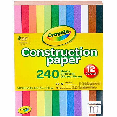 Construction Paper, 9 x 12, Assorted Colors, 240 Sheets/Pack