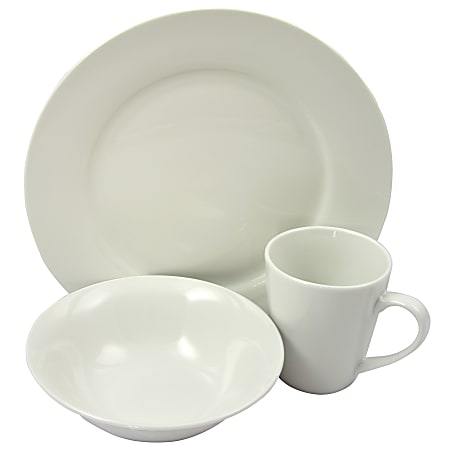 Gibson Home Noble Court 12-Piece Fine Ceramic Dinnerware Set, White