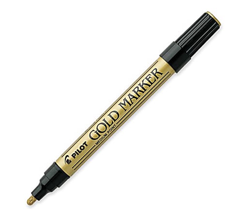 Pilot Creative Permanent Markers - Medium Marker Point - 1 mm Marker Point Size - Gold - Gold Barrel - 1 Each