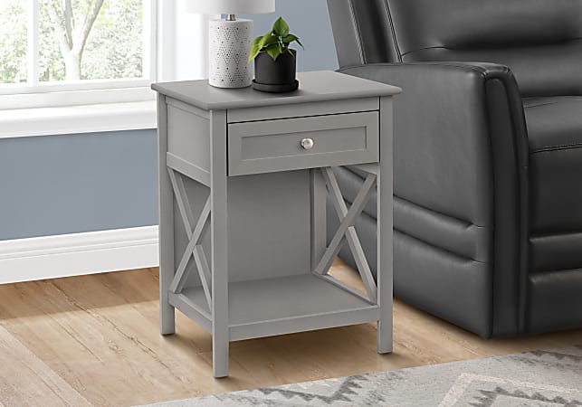 Monarch Specialties Jo Rectangular Accent Table, 25”H x 19”W x 15-3/4”D, Antique Gray