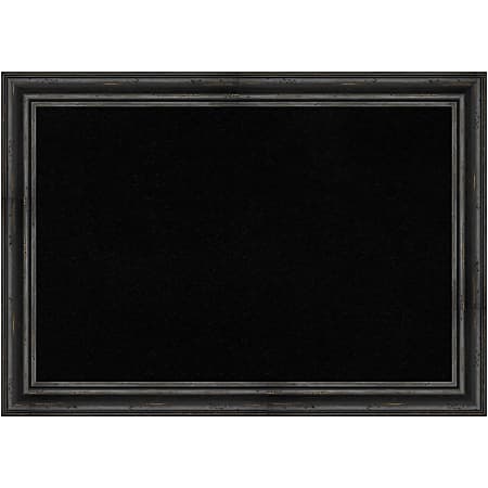 Amanti Art Cork Bulletin Board, 41" x 29", Black, Rustic Pine Black Wood Frame