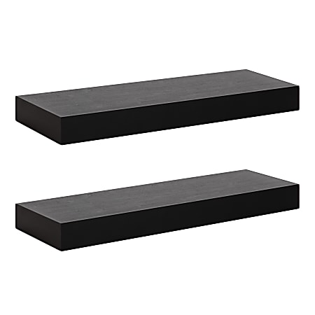 Kate and Laurel Havlock Wall Shelves, 2-1/4"H x 24"W x 8"D, Black, Set Of 2 Shelves