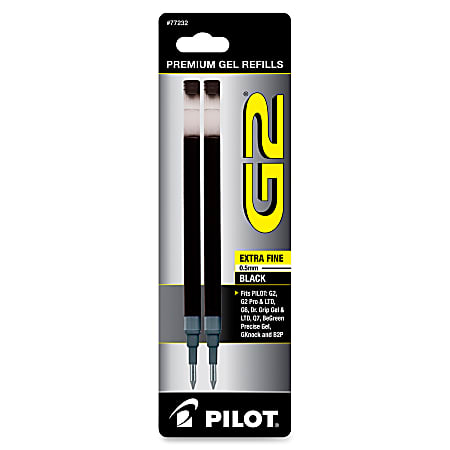 Pilot G2 Gel Refill, Extra Fine Point, 0.5mm, Black Ink, Pack of 2 Refills