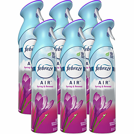 Febreze Air Freshener Spray Spray 8.8 fl oz 0.3 quart Spring Renewal 6  Carton Odor Neutralizer VOC free - Office Depot