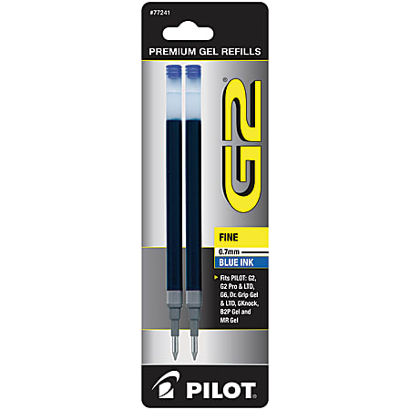 Pilot G2 Gel Refill, Fine Point, 0.7mm, Blue Ink, Pack of 2 Refills