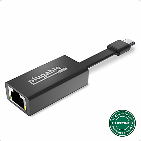 Plugable USB C to Ethernet Adapter, Fast and Reliable Gigabit Speed - Thunderbolt 3 to Ethernet Adapter