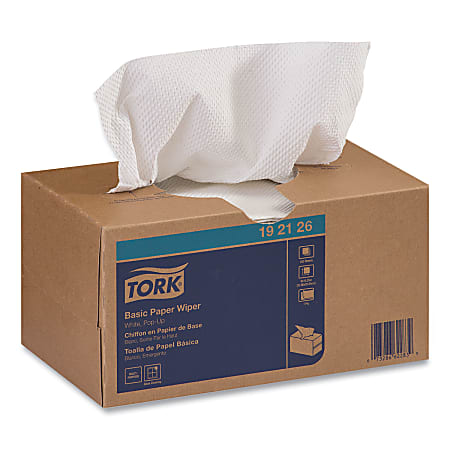 TORK Basic Paper Wiper, Pop-Up Box - 1 Ply - 3.54" x 4.06" - White - Fiber - 250 / Pack