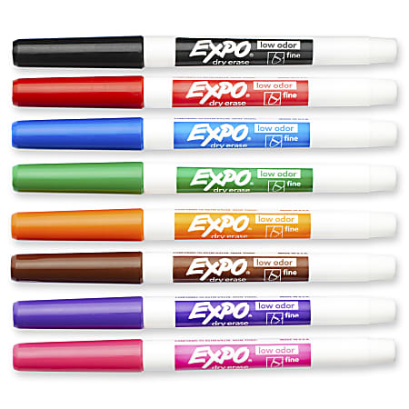 EXPO2 Low Odor Dry Erase Starter Kit Fine Point 5 Markers Black 2 Red Blue  Green - Office Depot