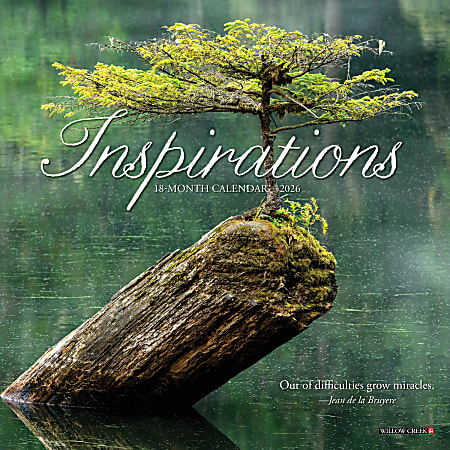 2026 Willow Creek Press Monthly Mini Wall Calendar, 7" x 7", Inspirations, January To December, 53614