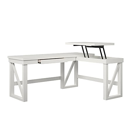 Ameriwood™ Home Crestwood 68"W Lift-Top L-Shaped Computer Desk, White