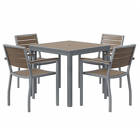 KFI Studios Eveleen 5-Piece Outdoor Patio Set, Silver/Mocha