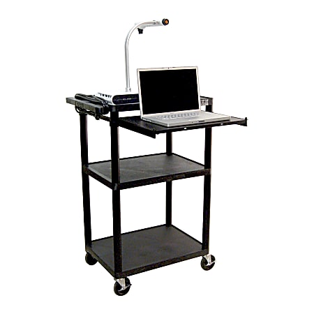 H. Wilson Audio/Visual Cart With Front Shelf And Electrical Assembly, 42"H x 24"W x 18"D, Black