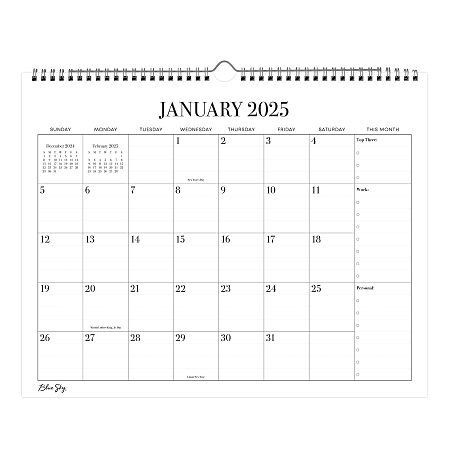 2025 Blue Sky Monthly Wall Calendar, 15” x 12”, Plan It All, January 2025 To December 2025