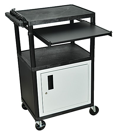 H. Wilson Audio/Visual Cart With Front Shelf And Electrical Assembly, 42"H x 24"W x 18"D, Black/Gray
