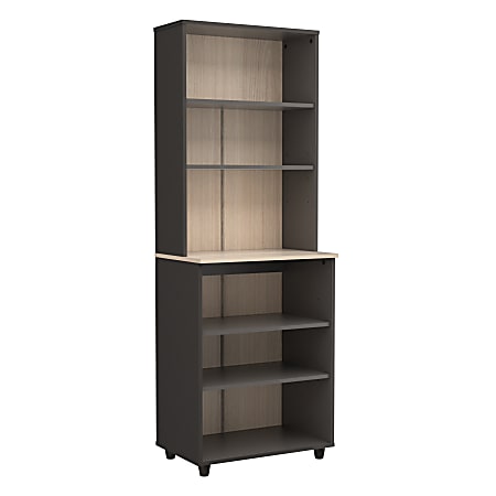 Inval Kratos™ Series 24"W Cabinet With Open Shelving, Dark Gray/Maple