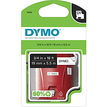 Dymo Permanent Tape Cartridges - 3/4" Width - Thermal Transfer - White - Polyester - 1 Each