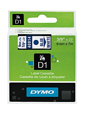 DYMO® D1 Electronic Label Maker Tape, 0.38" x 23', Blue Print/White Label