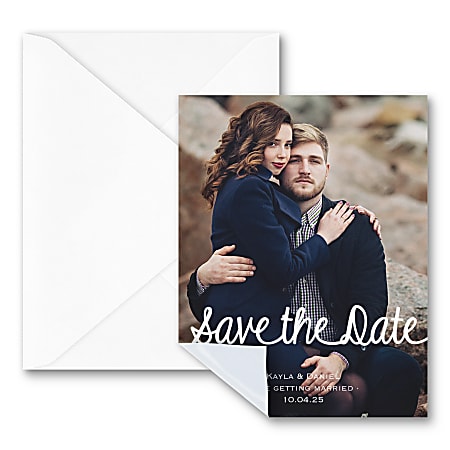 Custom Full Color Save The Date Magnets With Envelopes 5 12 x 4 14 Simply  Scripted Box Of 25 Cards - Office Depot