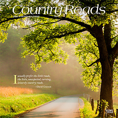 2025 BrownTrout Country Roads Monthly Plastic-Free Square Wall Calendar, 12" x 12", Americana, January to December 2025, 9781975474737