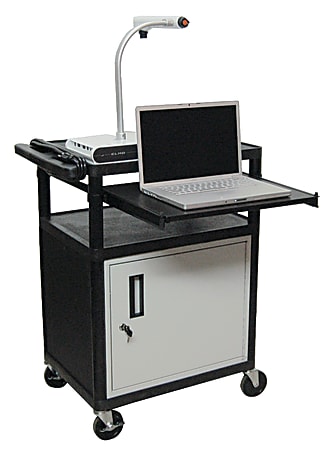H. Wilson Audio/Visual Cart With Front Shelf And Electrical Assembly, 34"H x 24"W x 18"D, Black/Gray