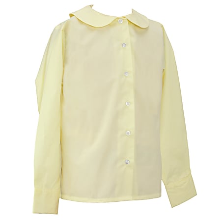 Royal Park Girls Uniform, Long Sleeve Peter Pan Collar Dress Shirt, XX-Small, Yellow
