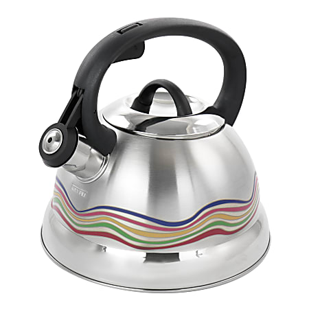 Mr. Coffee Cagliari Stainless-Steel Whistling Tea Kettle With Color Changing Exterior, 1.75 Qt, Multicolor