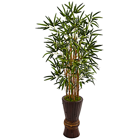 Nearly Natural Bamboo 54”H Artificial Tree With Bamboo Planter, 54”H x 26”W x 26”D, Green