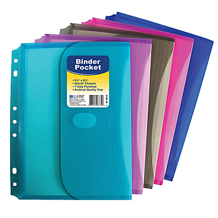 C Line Mini Size Binder Pockets 5 12 x 8 12 12 Capacity Assorted Colors  Pack Of 18 - Office Depot
