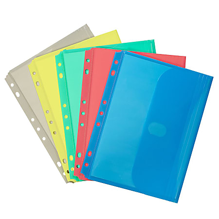 C Line Mini Size Binder Pockets 5 12 x 8 12 12 Capacity Assorted Colors  Pack Of 18 - Office Depot