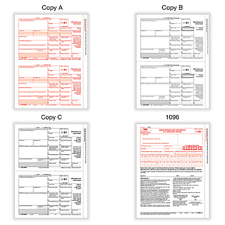 Office Depot Brand 1099-MISC Laser Tax Forms 2019 Tax Year 8-1/2 x 11 2-Up Pack of 50 Form Sets 4-Part 