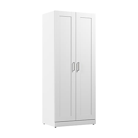Bush Business Furniture Hampton Heights 30"W Tall Storage Cabinet With Doors And Shelves, White, Standard Delivery